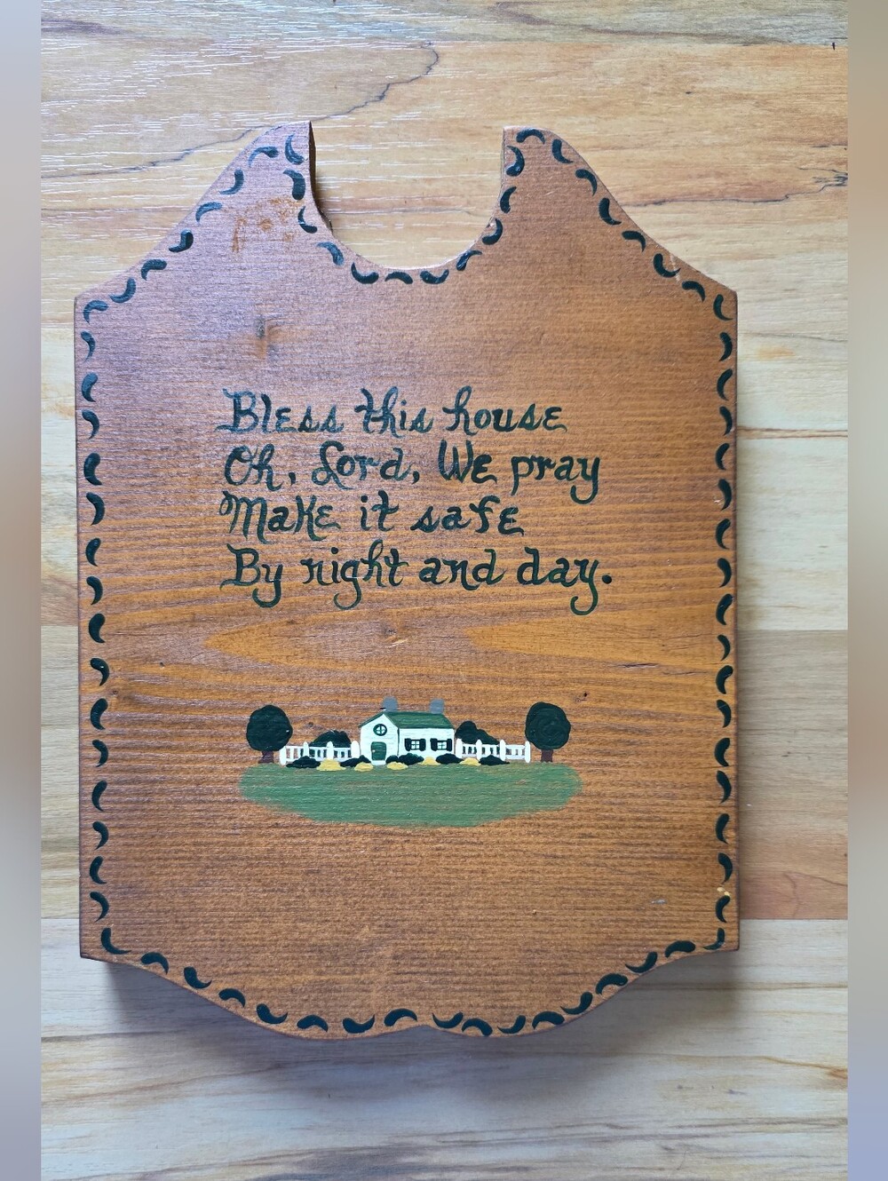 Bless This House Wooden Wall Plaque - Brown